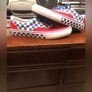 Men’s canvas blue and red checkered vans